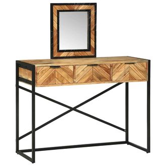 Berkfield Home Dressing Table with Mirror 100x40x120 cm Solid Wood Acacia in Brown | Size: 100 x 40 x 120 cm
