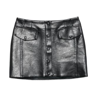 Patrizia Pepe Short Skirts, female, Black, XS, Glam Rock Mini Skirt with Buttons