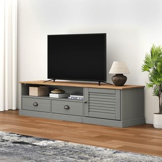 vidaXL Vidaxl - Mueble Para Tv Vigo Madera Maciza De Pino Gris 156x40x40 Cm
