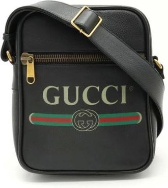 Gucci Pre-owned Cross Body Bags, female, Black, Size: ONE SIZE Pre-owned Leather Cross Body Bag