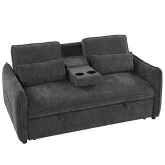HOMCOM Sof&aacute; cama 166x90x84 cm gris oscuro