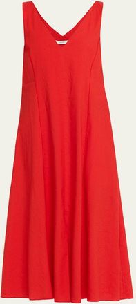 Vince V-Neck Linen Midi Dress