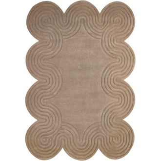 Beliani Area Rug Taupe Wool Irregular Shape 160 x 230 cm Modern Style Living Room MALVAN