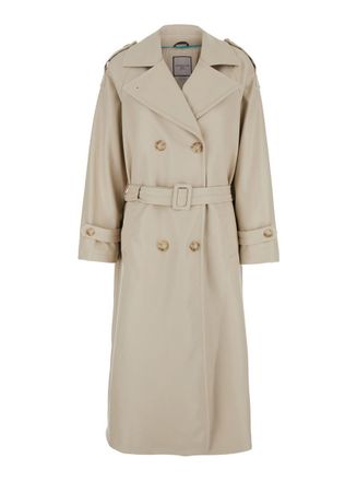Urban Code Grey Double-Breasted Trench Coat With Wide Notched Revers In Tech Fabric Woman