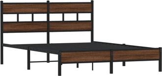 vidaXL Bed Frame without Mattress Brown Oak 140x200 cm Engineered Wood Vidaxl