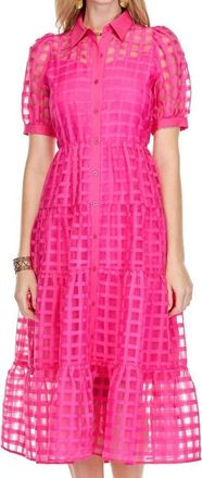 Jade Yoga Puff Sleeve Tiered Maxi Dress In Pink