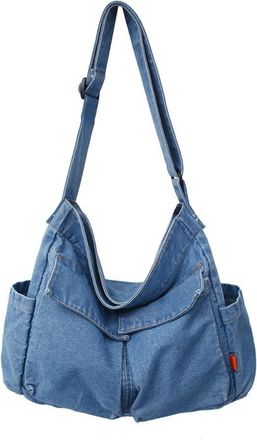 Generic Denim Shoulder Bag Casual Retro Lightweight Travel Shopper Crossbody Handbag for Teen Girls Women