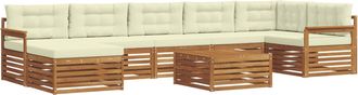 vidaXL Conjunto De Sof&aacute;s De Exterior 8 Uds. Natural Y Crema Vidaxl