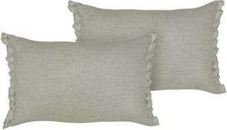 Beliani Beliani - Conjunto De 2 Modernos Cojines Decorativos De Lino Con Volantes Y Lazos 30x45 Cm Gris Claro Sassafras