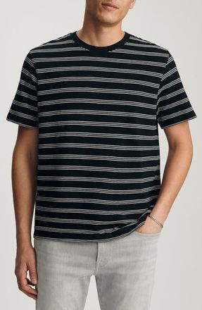 Mavi Regular Fit Stripe Cotton T-Shirt in Black at Nordstrom, Size Medium