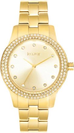 Kazar Goudkleurig horloge met kristallen - Dames - Horloges - Geel - ONE Size - Accessoires