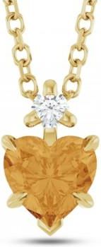 Allurez Heart Natural Citrine & Natural Diamond Pendant Necklace 14K Yellow Gold (0.45ct)