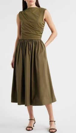 En Saison Mixed Media Midi Dress in Surplus Green at Nordstrom Rack, Size Medium