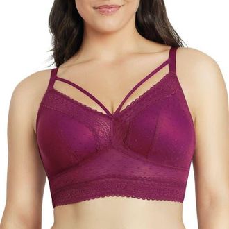 Affinitas Mia Wire-Free Padded Mesh Bralette in Blackberry at Nordstrom, Size 34Ddd