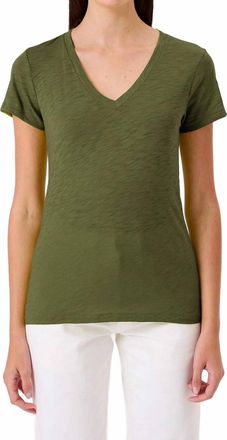 Goldie London Signature Slub V-Neck Tee In Cypress