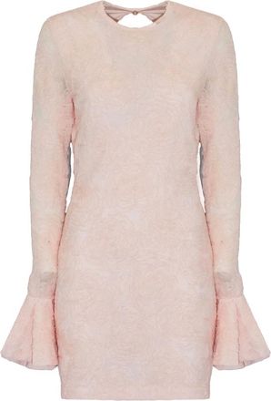 Rotate Rotate Birger Christensen, Kleedjes, Dames, Roze, S, Leer, Floral Jacquard Midi Jurk