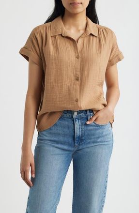 Beach Lunch Lounge Devin Gauze Shirt in Toasty Brown at Nordstrom, Size X-Large