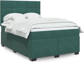 vidaXL Vidaxl - Cama Box Spring Con Colch&oacute;n Terciopelo Verde Oscuro 140x190 Cm