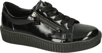 Gabor Knautschlack Plateau Sneaker - Dames - Sneakers - Zwart - 40 EU - Leer - Schoenen