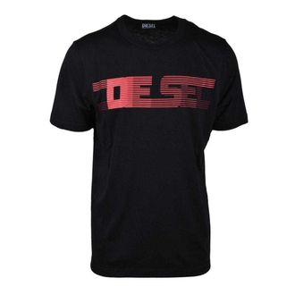 Diesel Unisex Gestreept Logo T-shirt voor volwassenen (Zwart)
