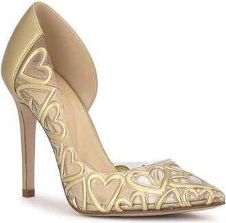 Jessica Simpson Palvin Half dOrsay Pointed Toe Pump in Gold/Clear at Nordstrom, Size 6.5