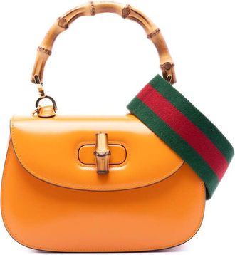 Gucci Pre-owned Gucci Small Calfskin Web Bamboo 1947 Top Handle Bag Ladies 8XB7VV2RVHTSZZF0