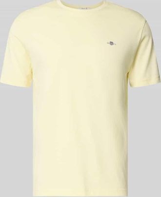 GANT Regular Fit T-Shirt mit Logo-Stitching in Hellgelb, Gr&ouml;&szlig;e 3XL