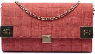 Chanel Pre-owned Square Quilted Denim Shoulder Bag - Dames - Vintage Schoudertas - Rood - ONE Size - Denim - Vintage