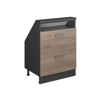 Vicco Armario De Cocina Para Techo Inclinado R-line, Sonoma/antracita, 60 Cm Con 2 Cajones, Vicco