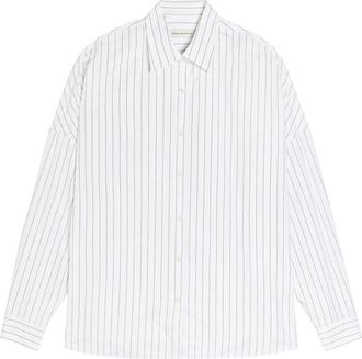 Dries Van Noten Casia Pinstriped Cotton-poplin Shirt - Navy - S (UK8-10 / S)