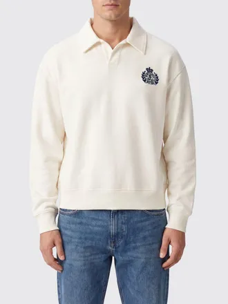 Sporty & Rich Polo a maniche lunghe in cotone con logo stemma e spalle scese