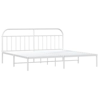 Berkfield Home Metal Bed Frame with Headboard White 200x200 cm