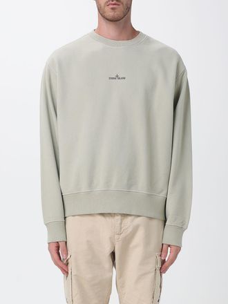 Stone Island Felpa girocollo in cotone con patch logo Compass
