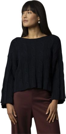 Kocca Truien & Vesten, Dames, Blauw, L, Gebreide korte trui met uitlopende taille