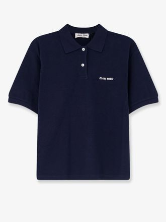 Miu Miu Polo in cotone con logo ricamato frontale - MIU MIU - gender_Woman