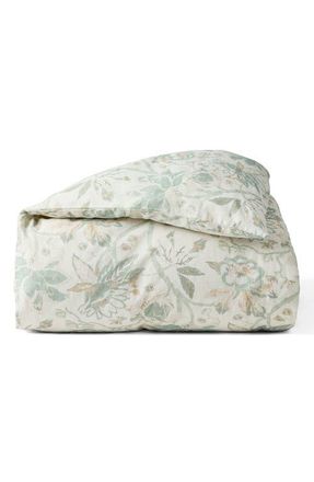 Coyuchi Sea Bloom Linen & Organic Cotton Duvet Cover in Natural W/Sage at Nordstrom, Size King/california King
