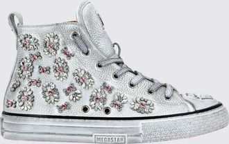 Philipp Plein Sneakers alte in pelle a grana con strass e logo Hexagon