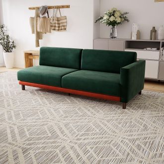 MYCS Sofa Samt Tannengrün - Moderne Designer-Couch: Hochwertige Qualität, einzigartiges Design - 212 x 75 x 98 cm, Komplett anpassbar