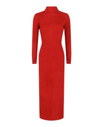 Ferragamo Womens Backless Suede Dress In Red