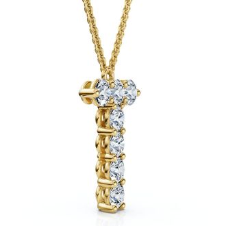 Pompeii3 1Ct Diamond Initial T Pendant 14k Gold 18 Necklace Lab Grown 5/8 Tall
