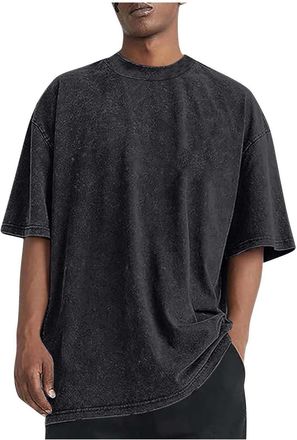 Generic Mens T Shirts Big And Tall Oversized Washed Tops Loose Short Sleeve Summer Tops Basic Graphic Tees Retro Vintage Acid Washed Shirts Work Gym Lounge Ts