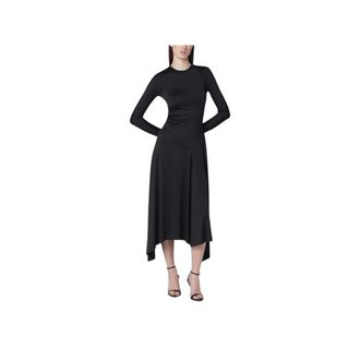 Victoria Beckham Asymmetrische Zoom Lange Mouw Jurk - Dames - Jurken - Zwart - Maat: XS Viscose