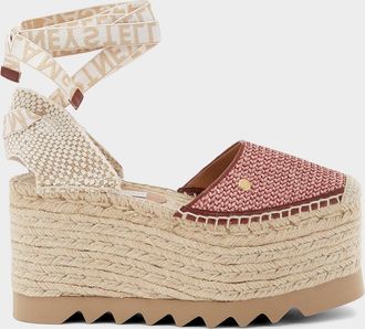 Stella McCartney 80mm Gaia Raffia Ankle-Tie Platform Espadrilles