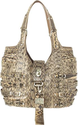 Jimmy Choo London Bree schoudertas met slangenleer-reli&euml;f - Bruin