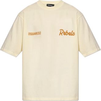 Dsquared2 Tops, Heren, Geel, XL, Katoen, Rebels T-shirt