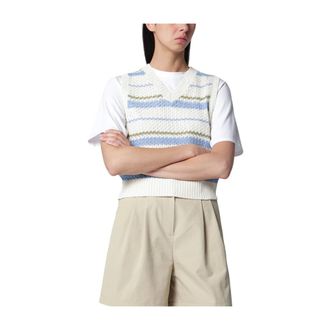 Dunst Chunky Striped Knit Vest - female - Dunst - V-neck Knitwear - Multicolor - M - Knitwear