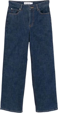 Self Portrait logo-patch straight-leg jeans - Blue