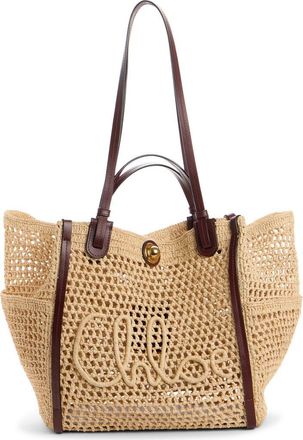 Chlo&eacute; Summer Banana Raffia Tote in Hot Sand at Nordstrom