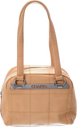 Chanel Neutral Quilted Caviar Leather Chocolate Bar Boston Bag (Authentic Pre-Loved)