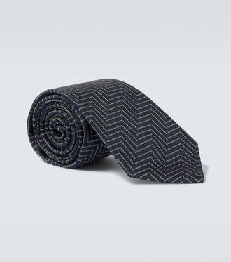 Giorgio Armani Chevron silk twill jacquard tie